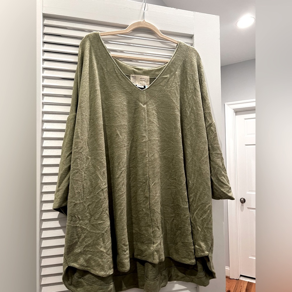NWT Anthropologie+ Green Sweater Tunic 3X